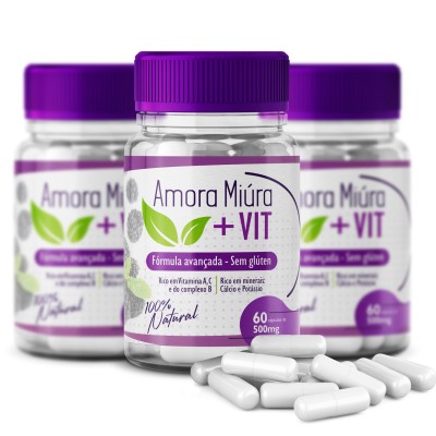 Amora Miúra  + Vit  Acabe Sintomas Menopausa -  3 Potes / 180 Caps