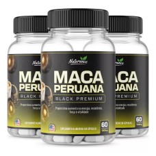 Maca Peruana Negra Suplemento Premium  3 potes 180 Cápsulas