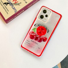  Capa com Anel de Suporte para o Redmi Note 12 Pro ,  Capa de TPU Transparente - Frutas