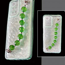  Capa de corrente de pulseira para Redmi 10 com alça de mão, capa protetora macia Tranparente - Verde