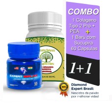 Combo  1 Expert Berlian Colágeno Tipo 2 + PEA + 1 Óleo de Barú Com Sucupira (60 capsulas)