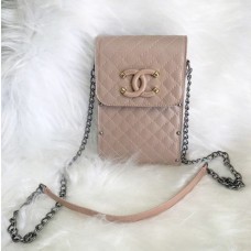 Bolsa Feminina De Ombro Mini Bag Porta Celular Chanel Bege